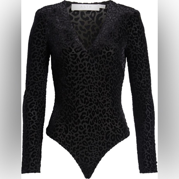 NWT ASTR the Label Inca Bodysuit in Black Leopard Burnout - Picture 4 of 13